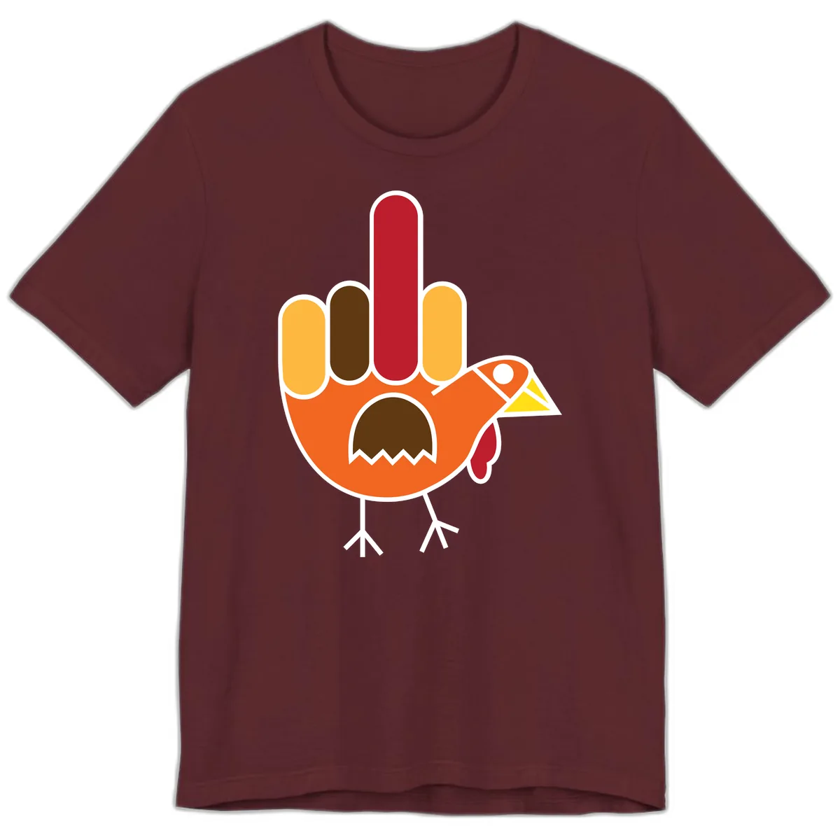 Turkey Hand Gesture Thanksgiving Premium T-Shirt in Maroon
