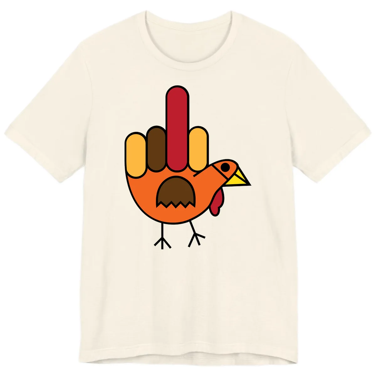 Turkey Hand Gesture Thanksgiving Premium T-Shirt in Natural