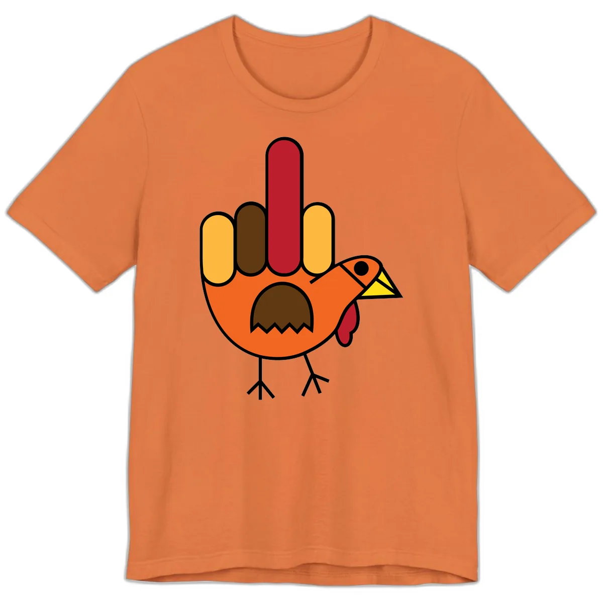 Turkey Hand Gesture Thanksgiving Premium T-Shirt in Burnt Orange