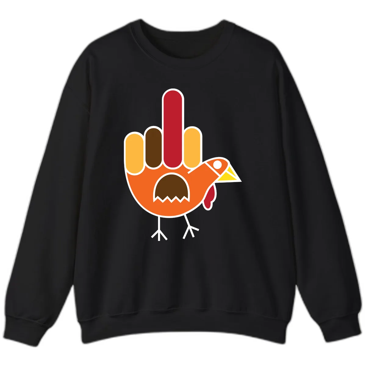 Turkey Hand Gesture Thanksgiving Sweatshirt in Black