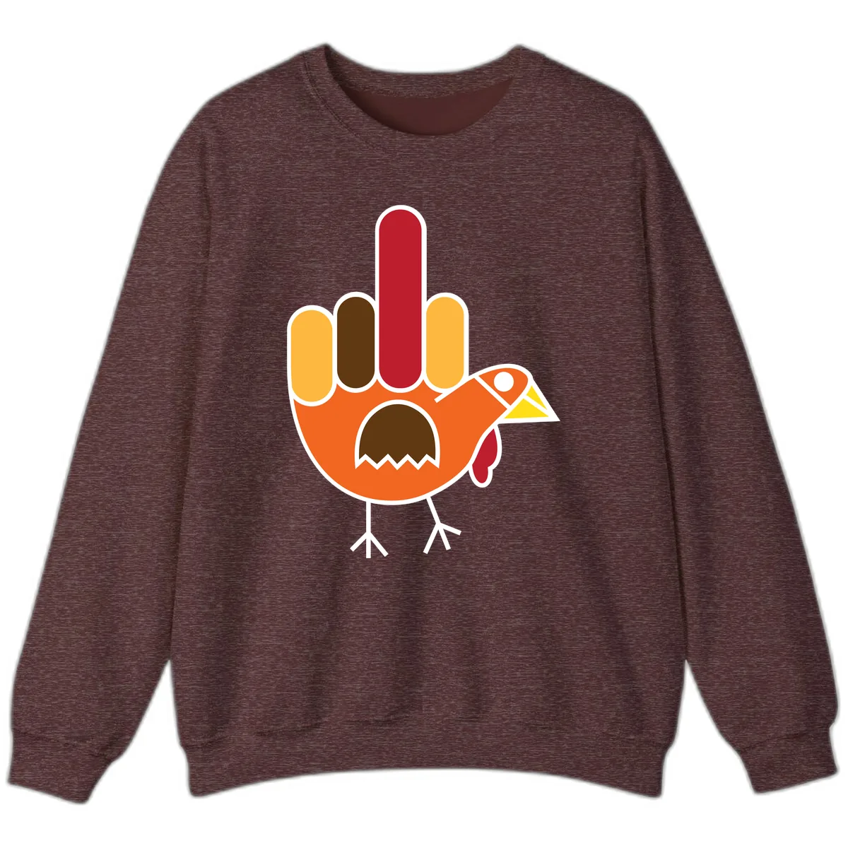 Turkey Hand Gesture Thanksgiving Sweatshirt in Heather Sport Dark Maroon