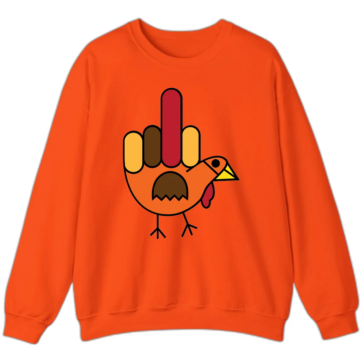 Turkey Hand Gesture Thanksgiving Sweatshirt in Orange