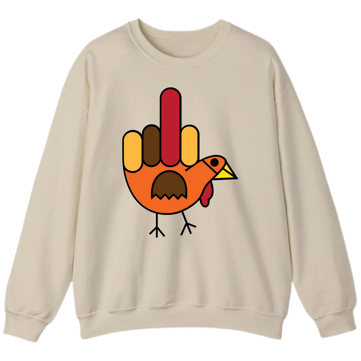 Turkey Hand Gesture Thanksgiving Sweatshirt in Sand