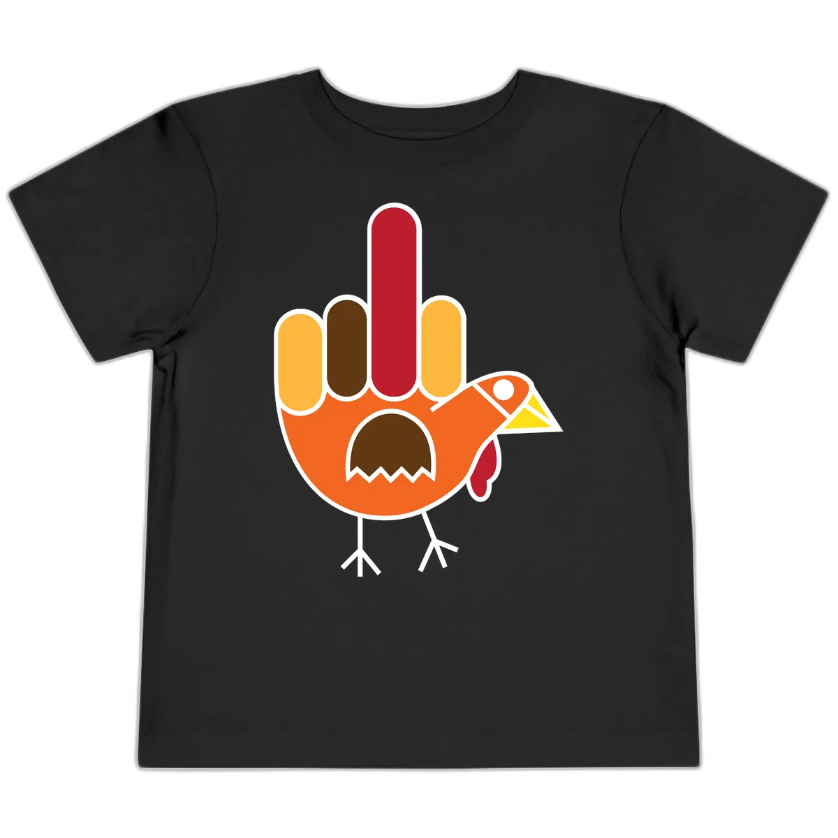 Turkey Hand Gesture Thanksgiving Toddler T-Shirt in Black
