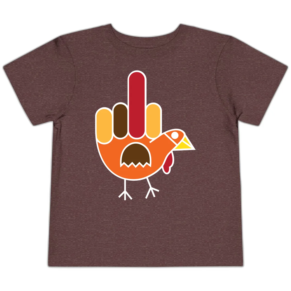 Turkey Hand Gesture Thanksgiving Toddler T-Shirt in Heather Maroon