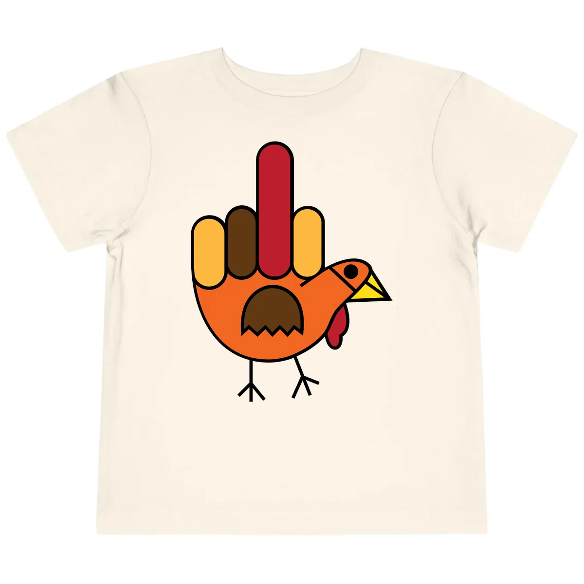 Turkey Hand Gesture Thanksgiving Toddler T-Shirt in Natural