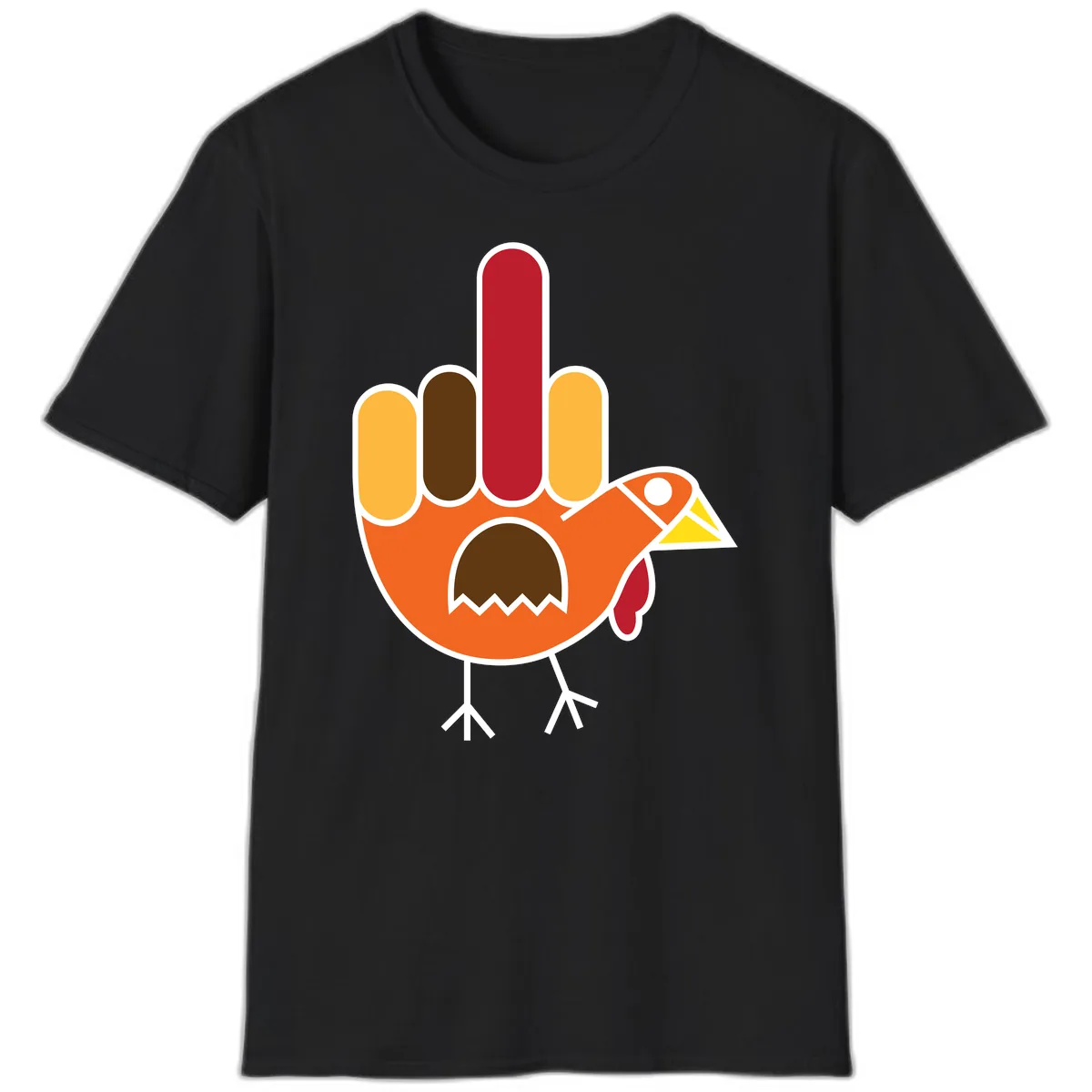 Turkey Hand Gesture Thanksgiving T-Shirt in Black