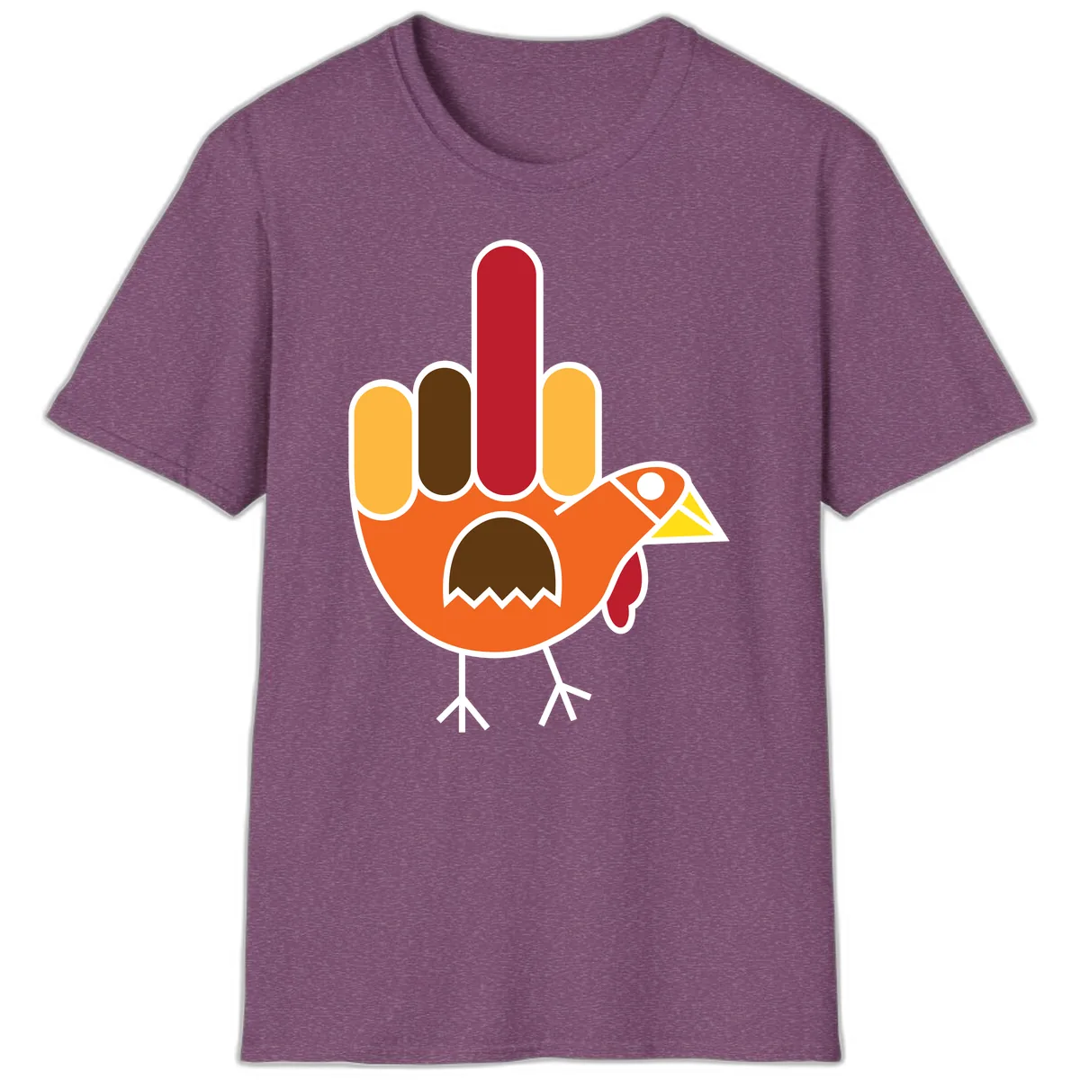 Turkey Hand Gesture Thanksgiving T-Shirt in Heather Maroon