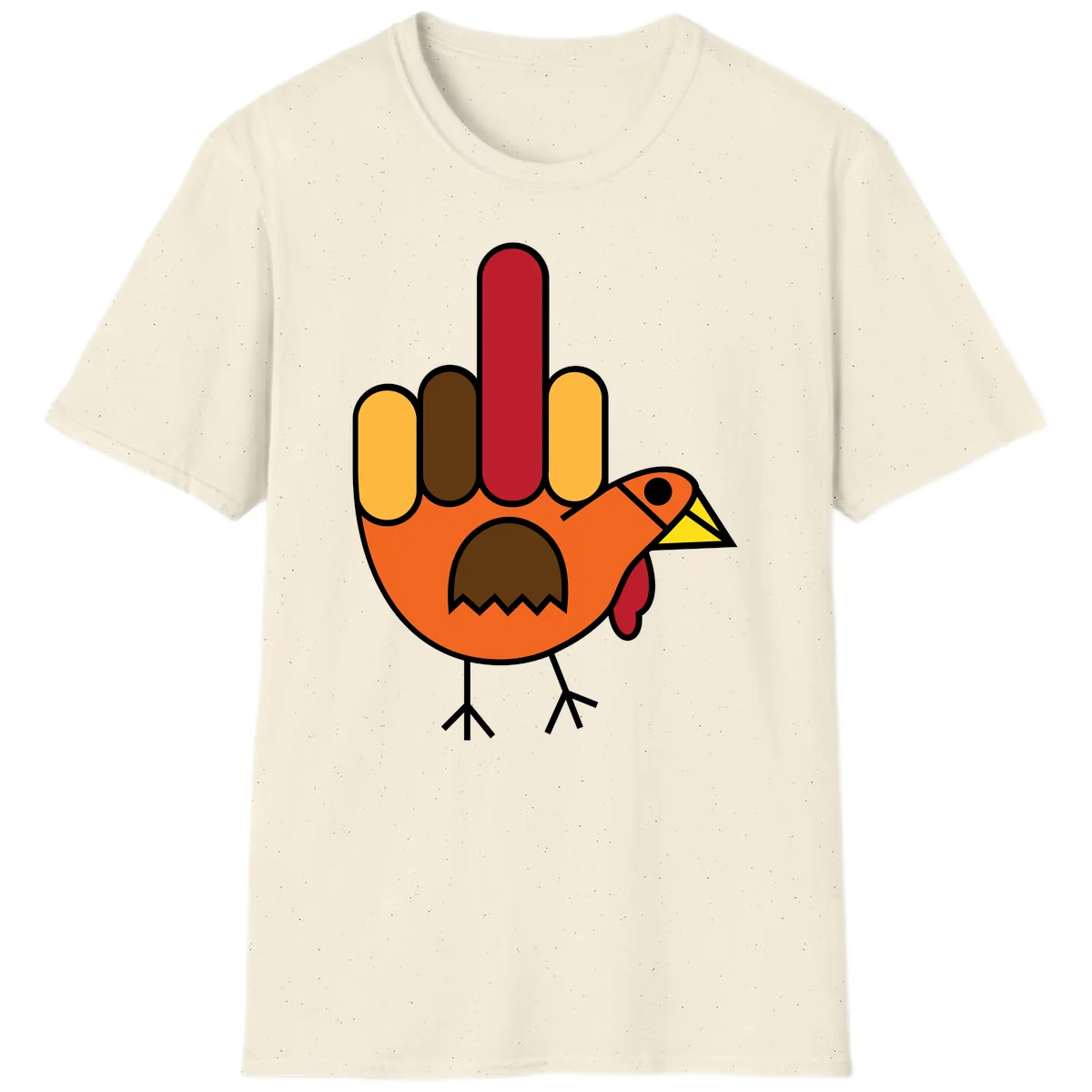 Turkey Hand Gesture Thanksgiving T-Shirt in Natural
