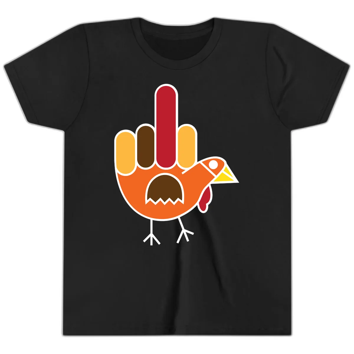 Turkey Hand Gesture Thanksgiving Youth T-Shirt in Black