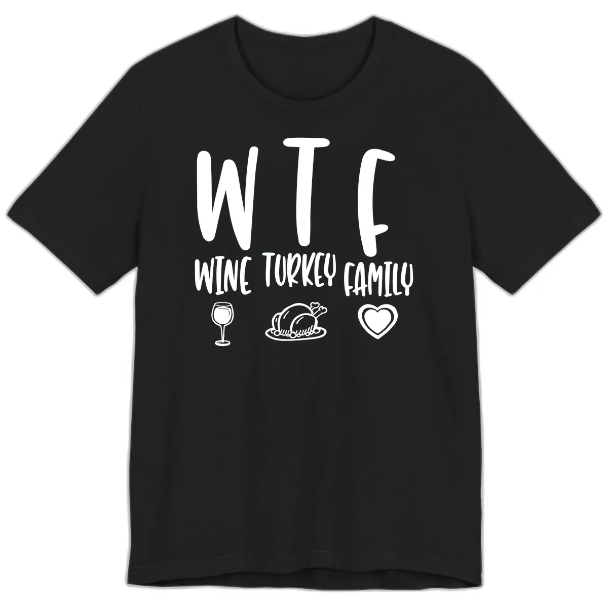 Wine Turkey Family Holiday Saying Premium T-Shirt in Black