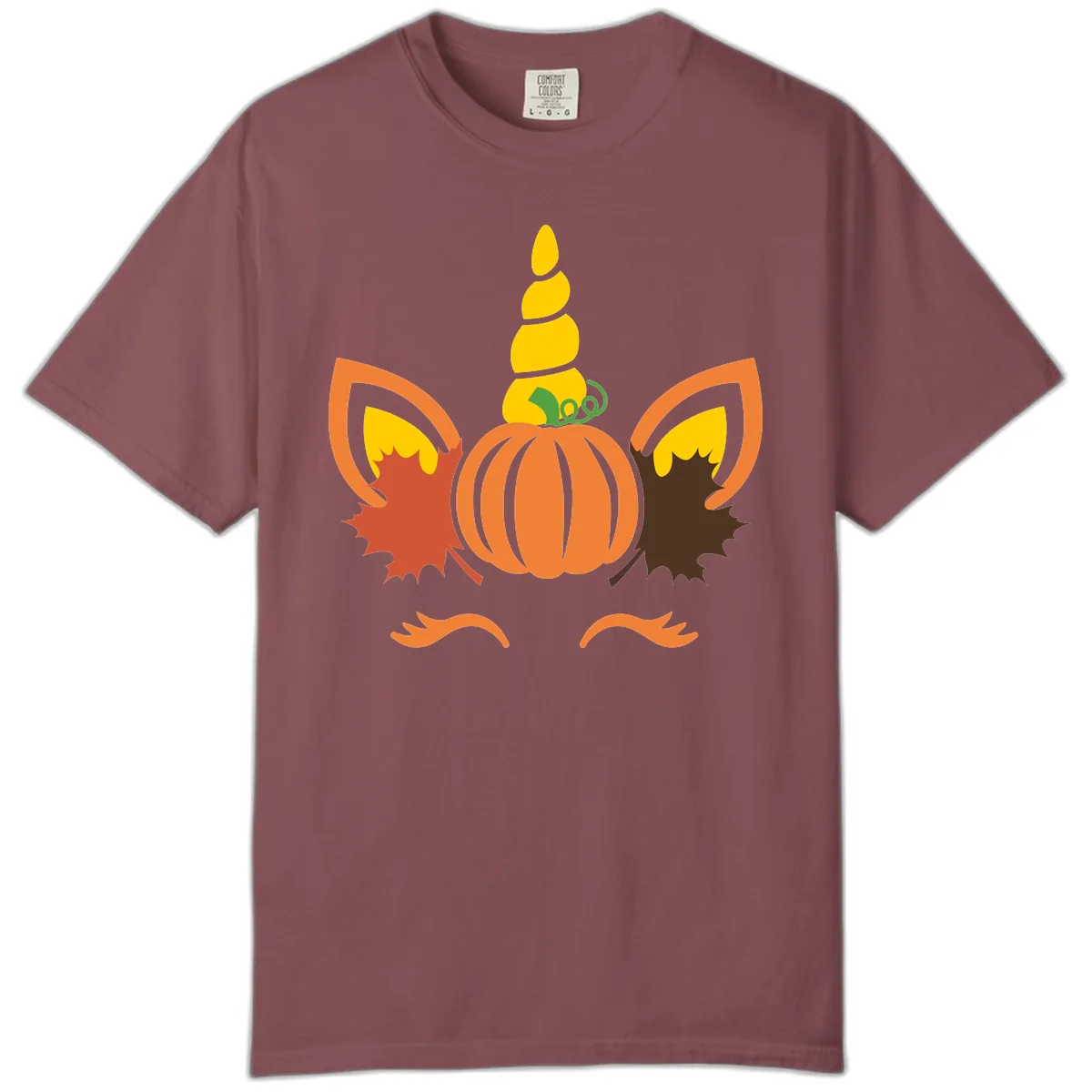 Autumn Unicorn Pumpkin Face Comfort Color in Brick