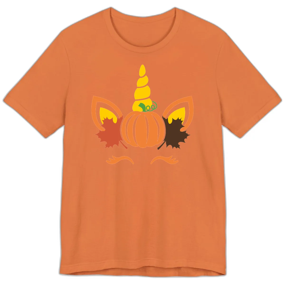 Autumn Unicorn Pumpkin Face Premium T-Shirt in Burnt Orange