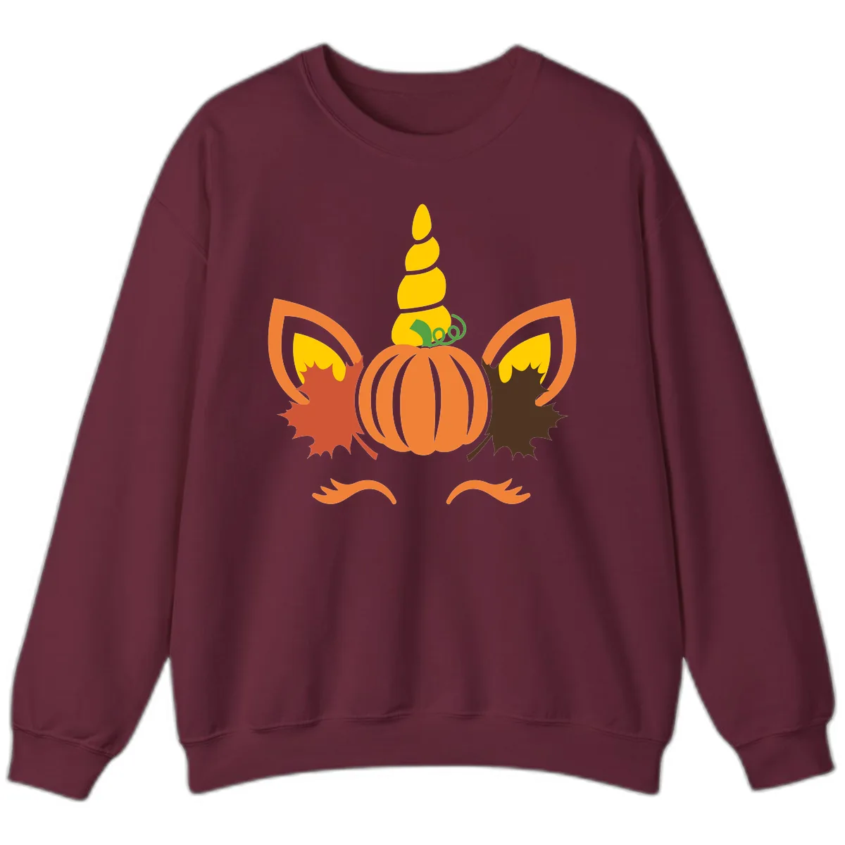 Autumn Unicorn Pumpkin Face Sweatshirt in Maroon