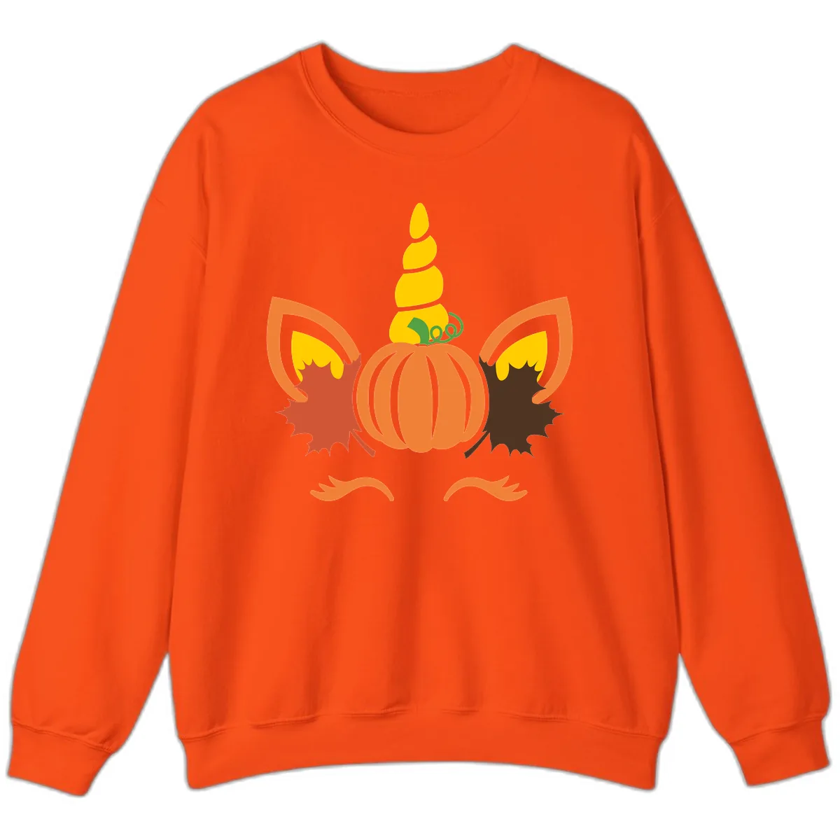 Autumn Unicorn Pumpkin Face Sweatshirt in Orange