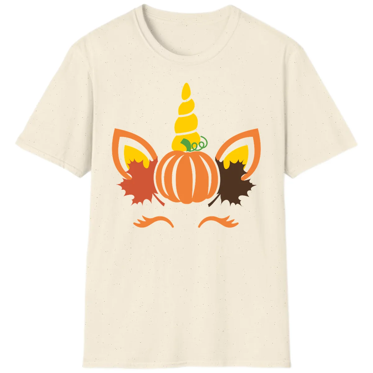 Autumn Unicorn Pumpkin Face T-Shirt in Natural