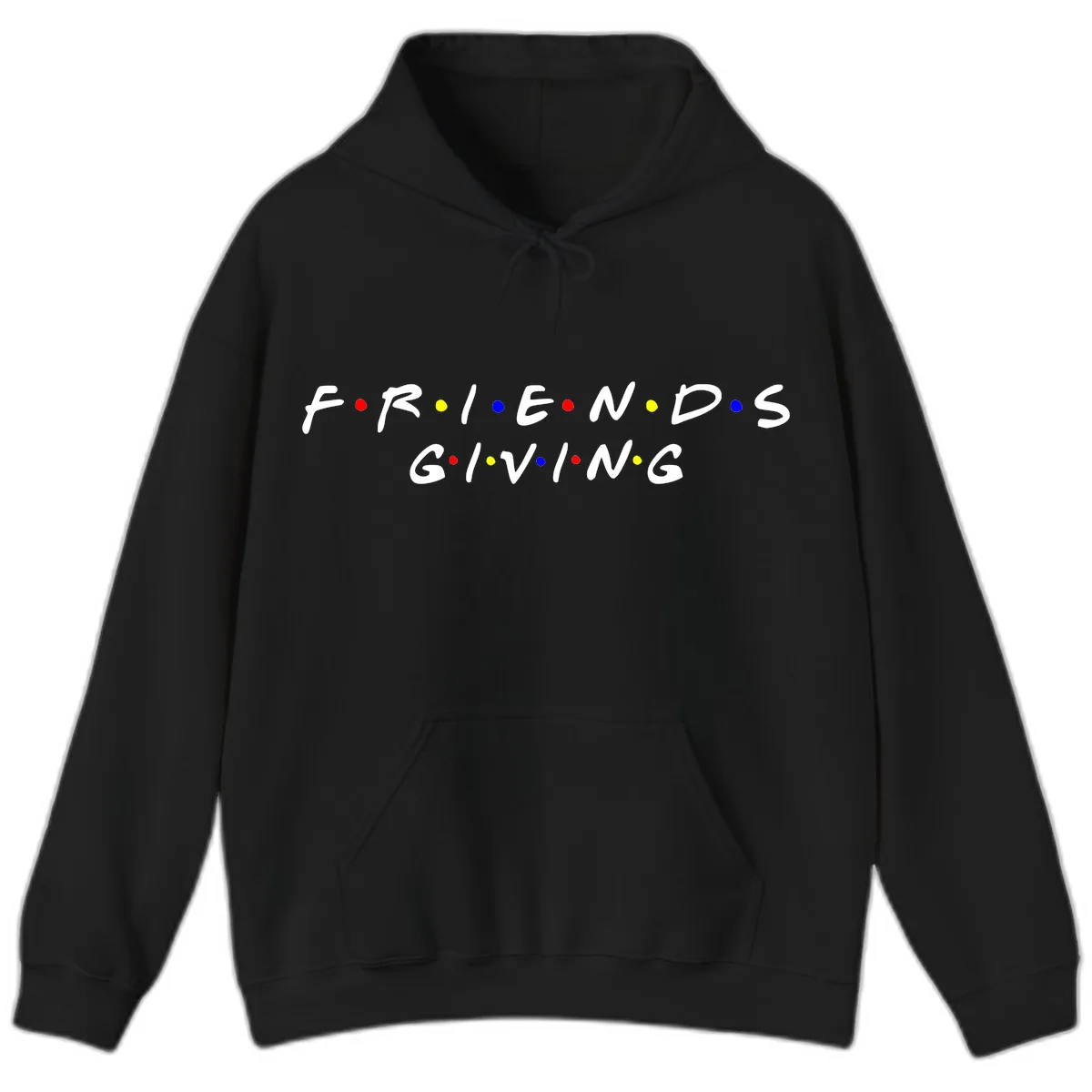 Friendsgiving Typography Design Hoodie in Black