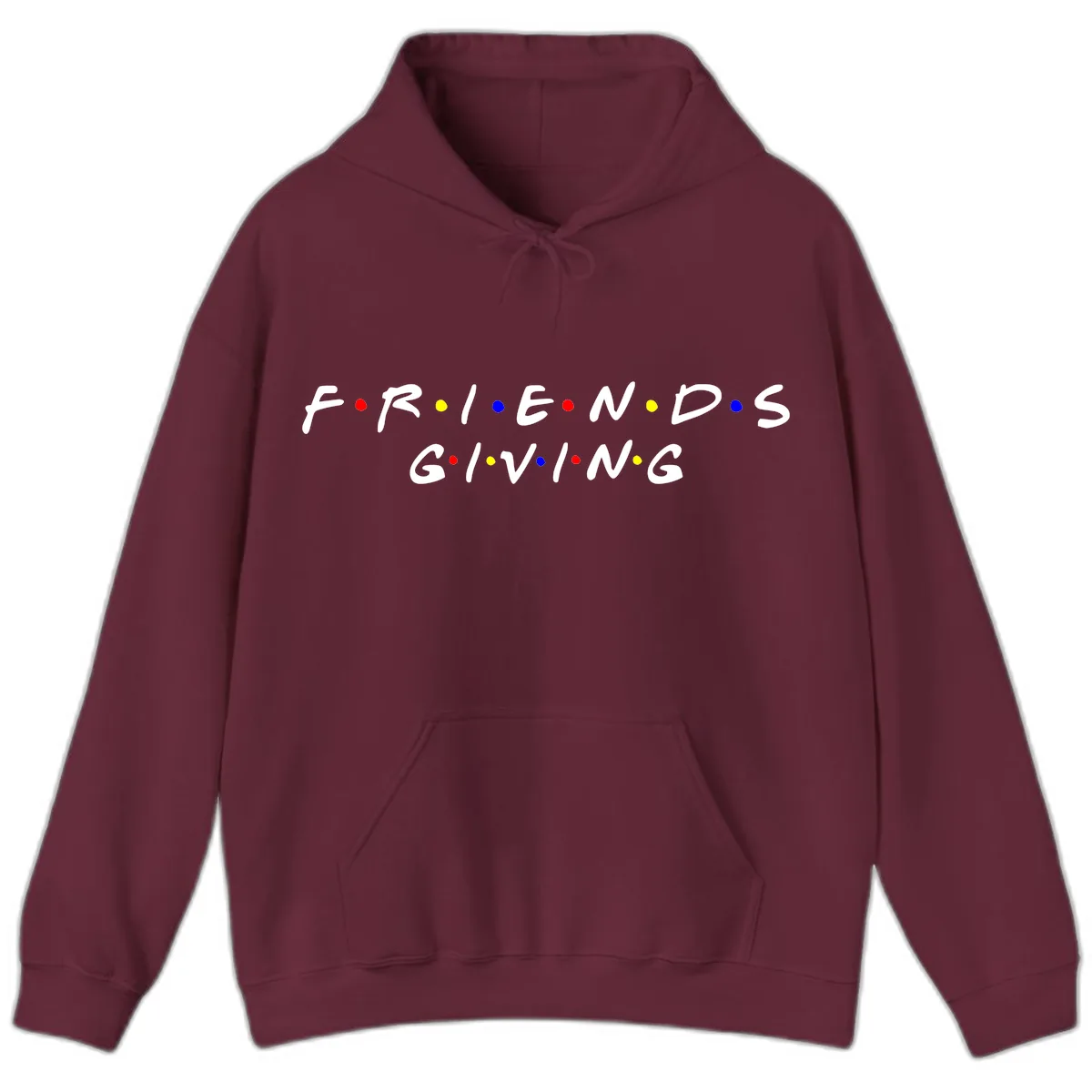 Friendsgiving Typography Design Hoodie in Maroon