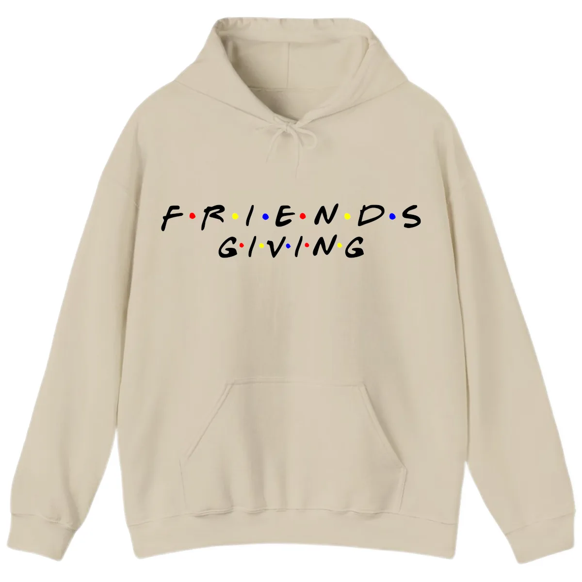 Friendsgiving Typography Design Hoodie in Sand