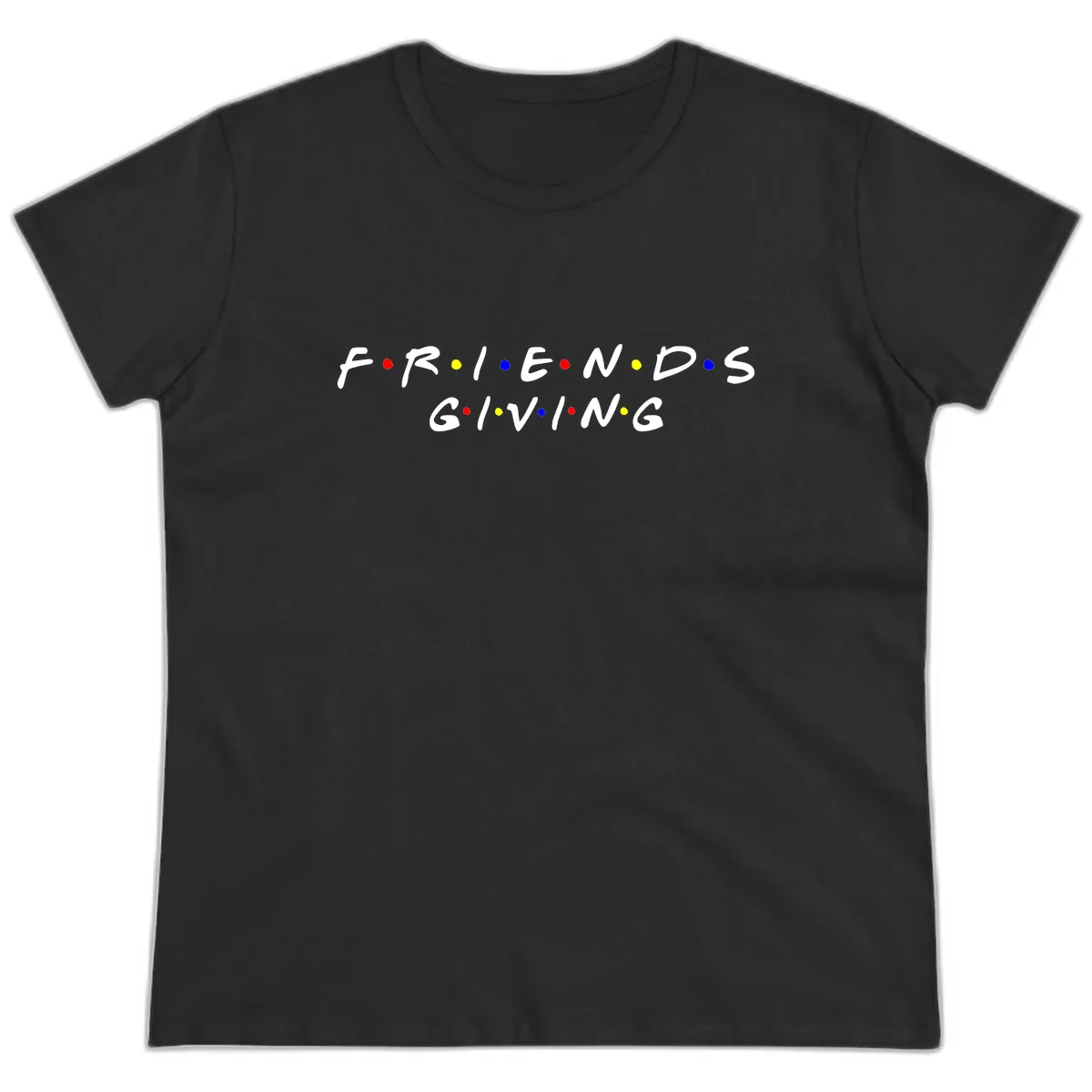 Friendsgiving Typography Design Ladies Tee in Black