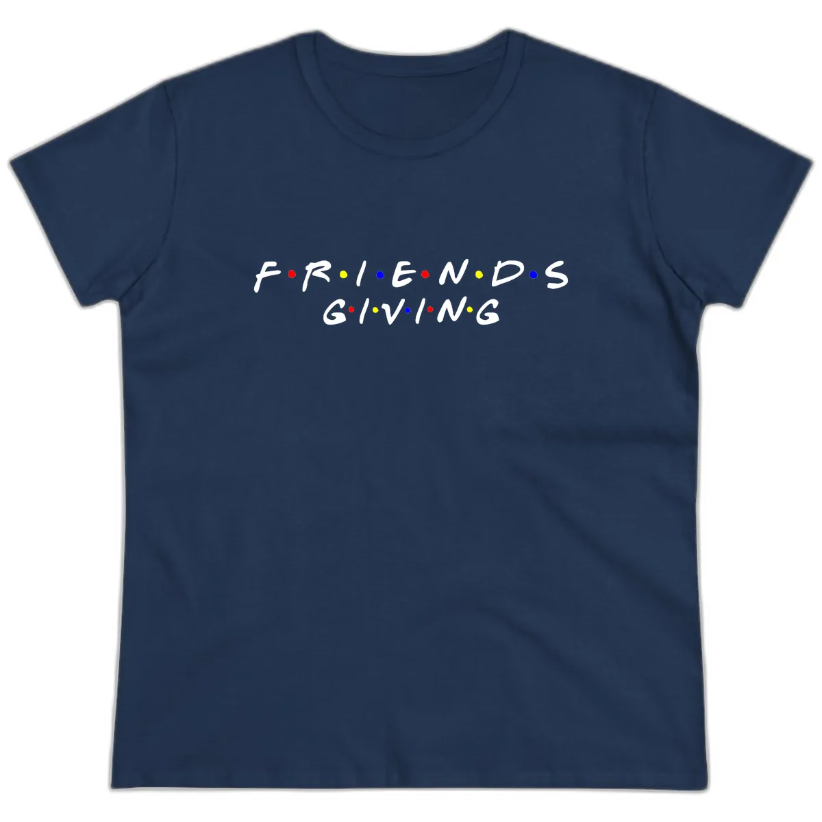 Friendsgiving Typography Design Ladies Tee in Navy