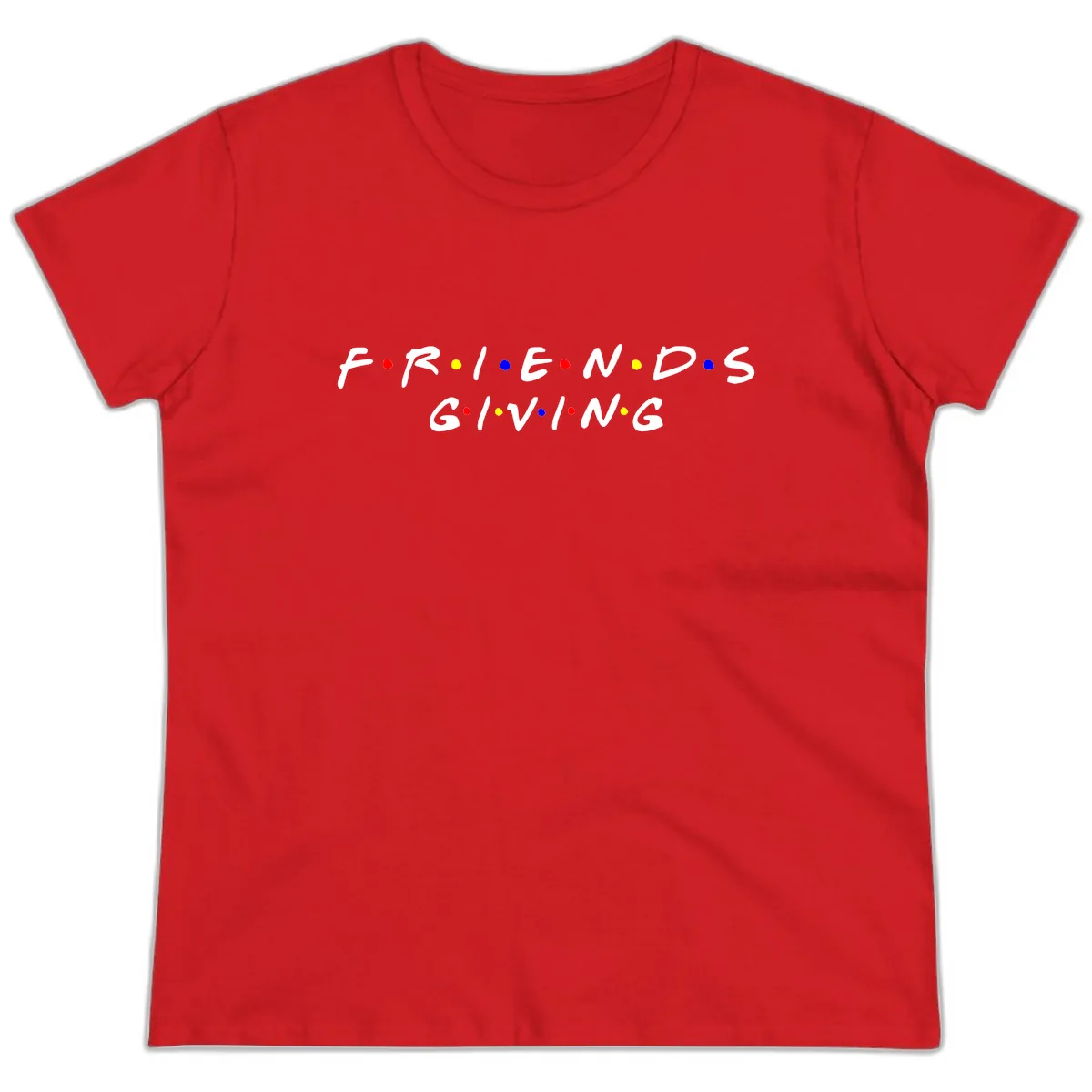 Friendsgiving Typography Design Ladies Tee in Red