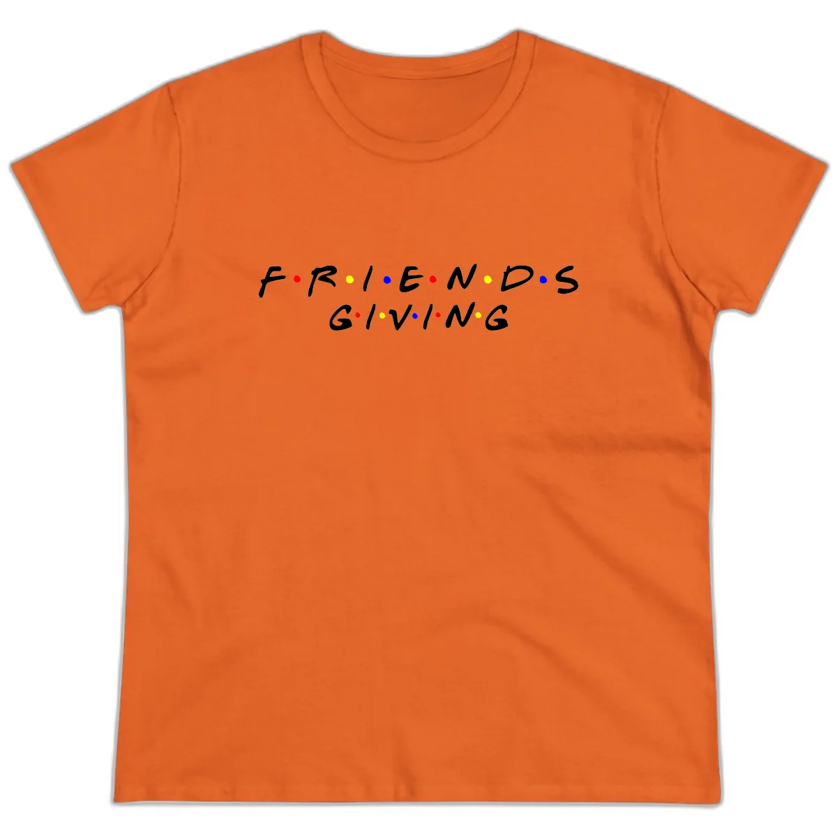 Friendsgiving Typography Design Ladies Tee in Orange
