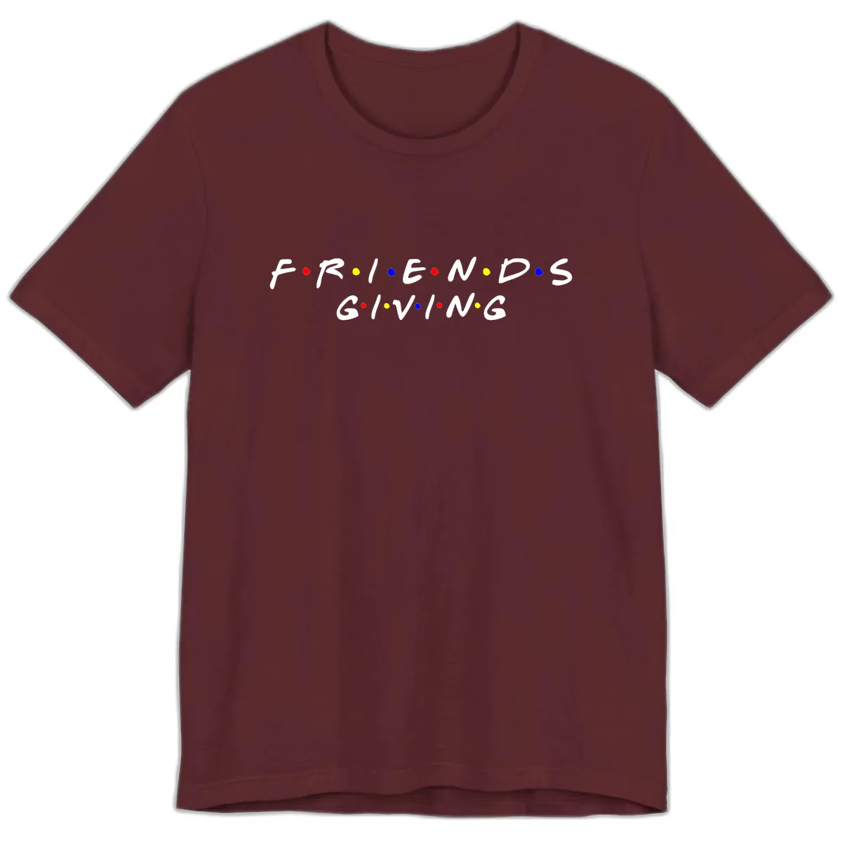 Friendsgiving Typography Design Premium T-Shirt in Maroon