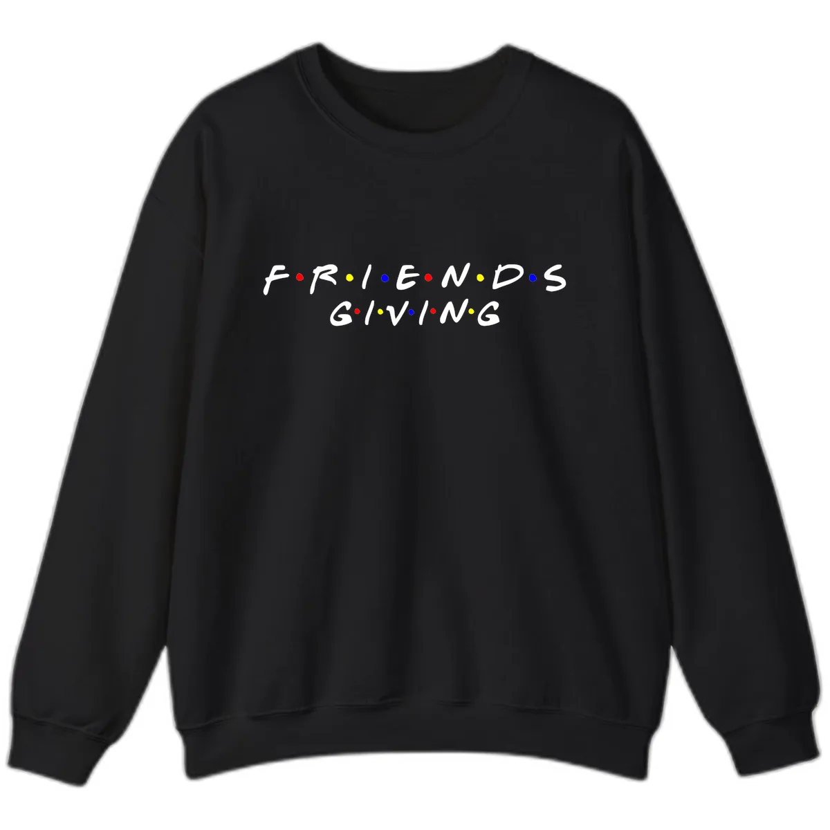 Friendsgiving Typography Design Sweatshirt in Black