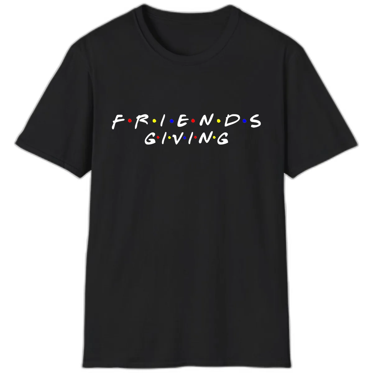Friendsgiving Typography Design T-Shirt in Black