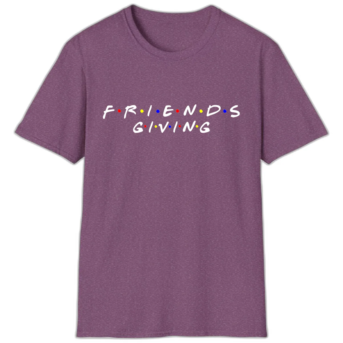 Friendsgiving Typography Design T-Shirt in Heather Maroon