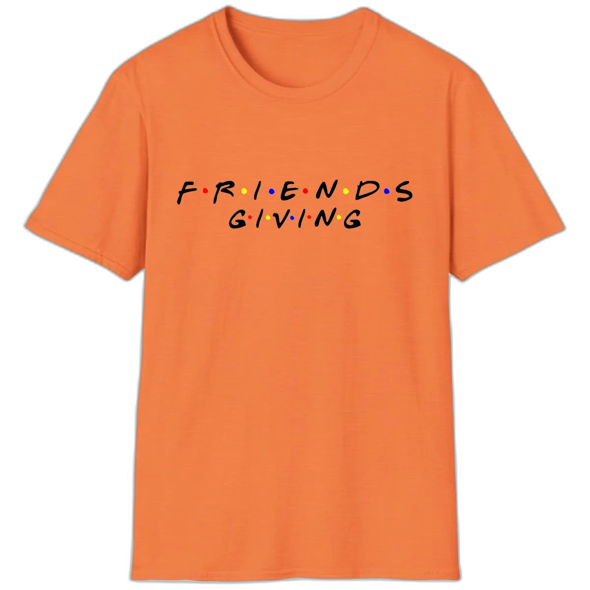Friendsgiving Typography Design T-Shirt in Heather Orange