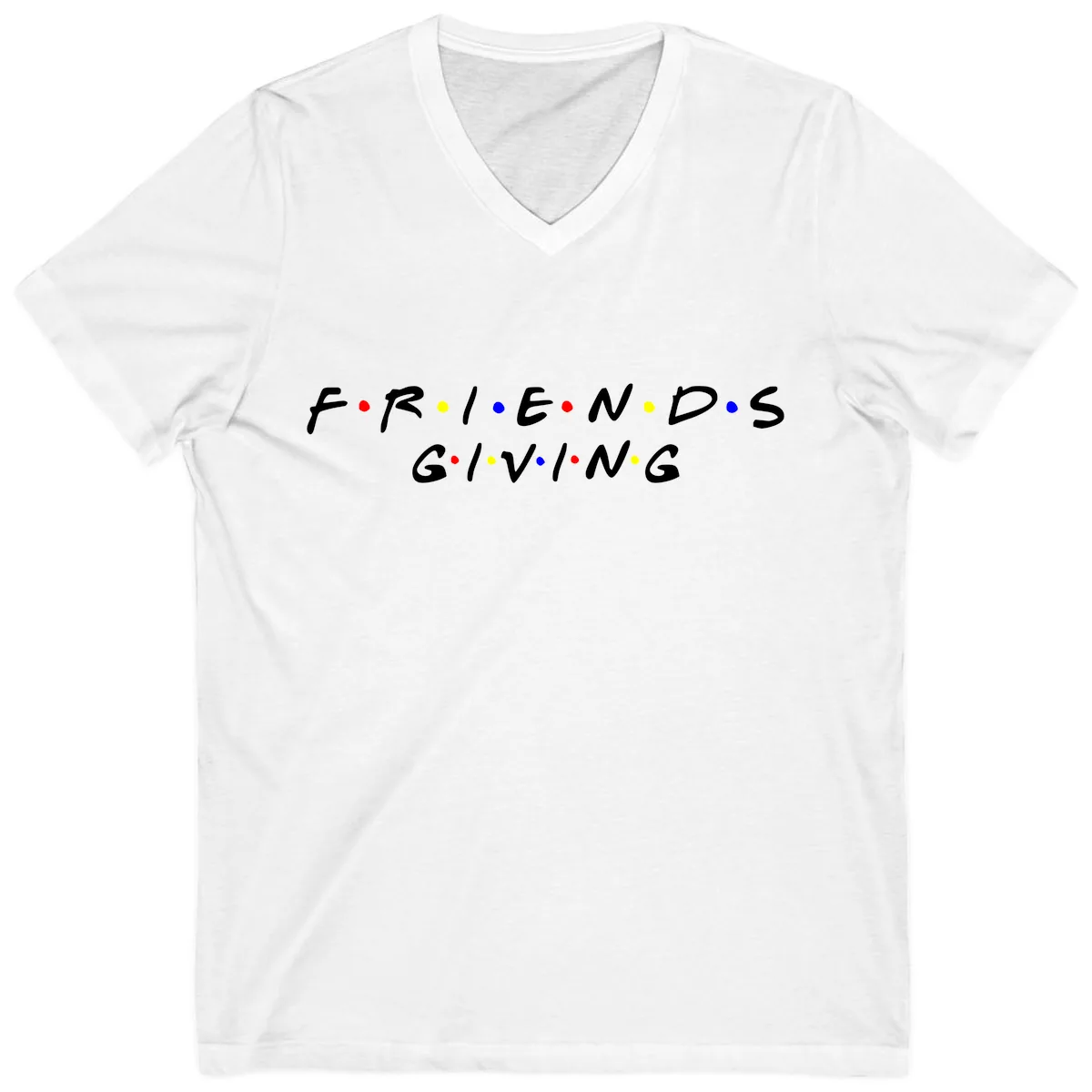 Friendsgiving Typography Design V-Neck in White