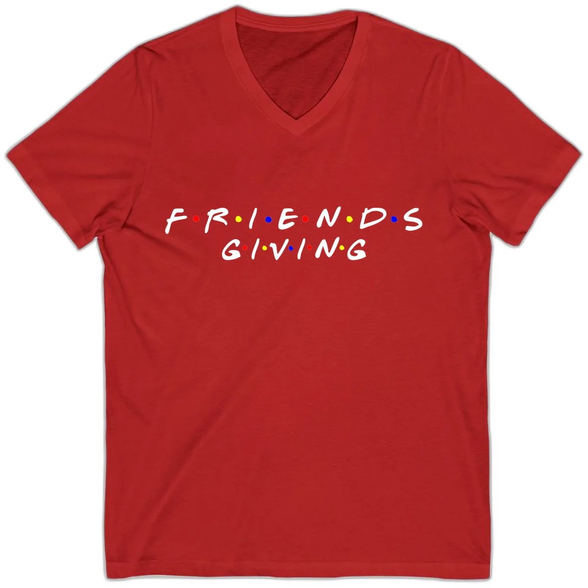Friendsgiving Typography Design V-Neck in Red
