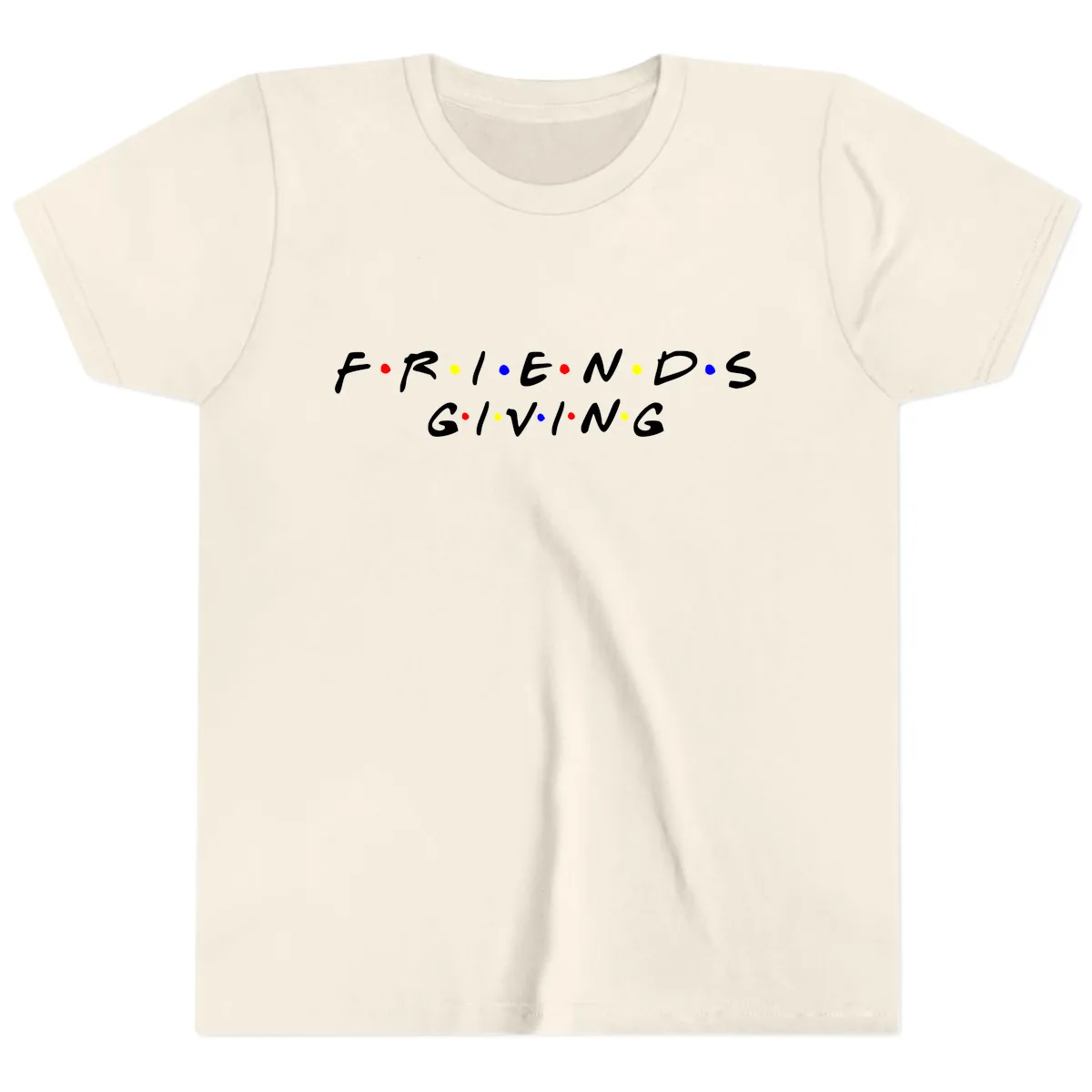 Friendsgiving Typography Design Youth T-Shirt in Natural