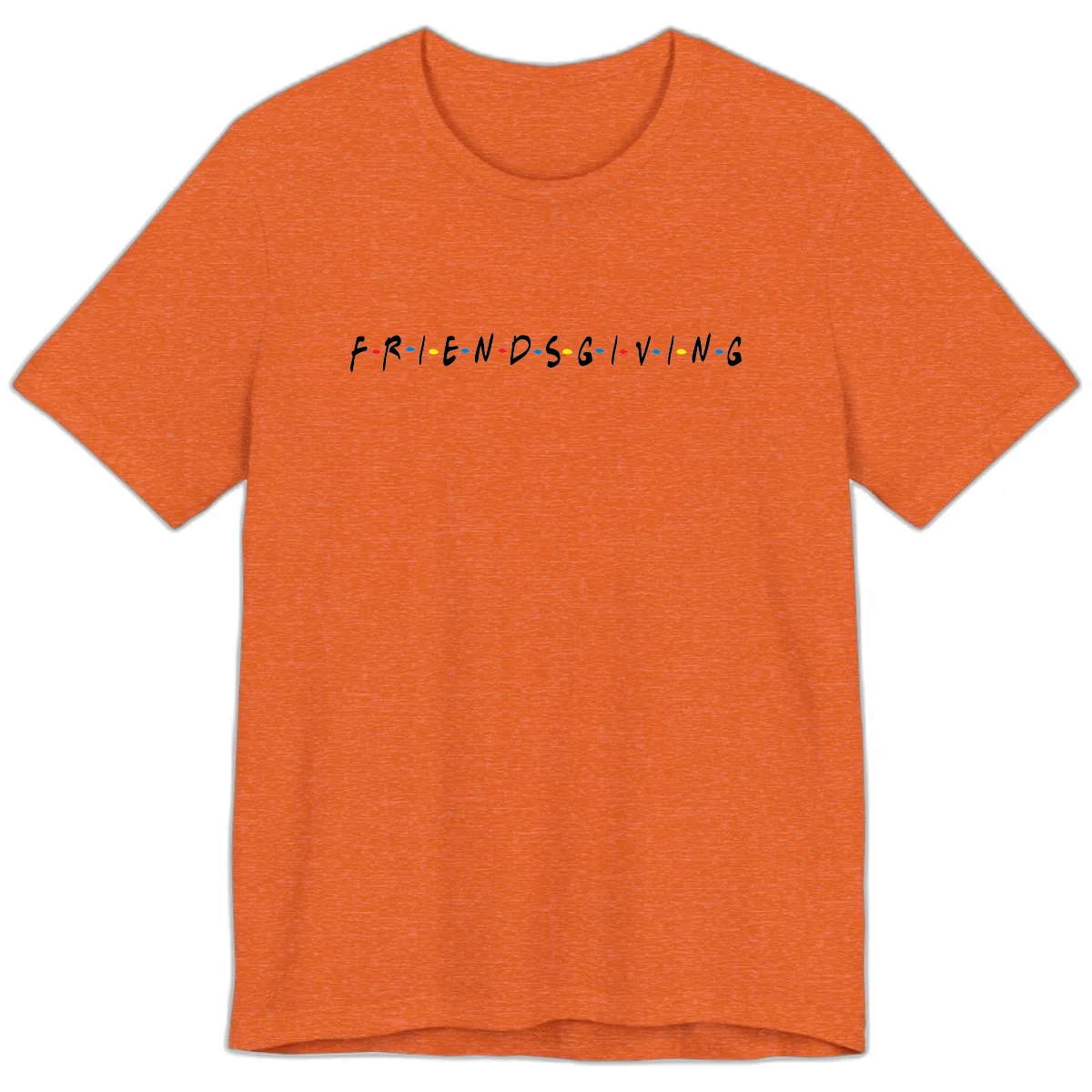 Friendsgiving Themed Typography Premium T-Shirt in Heather Orange