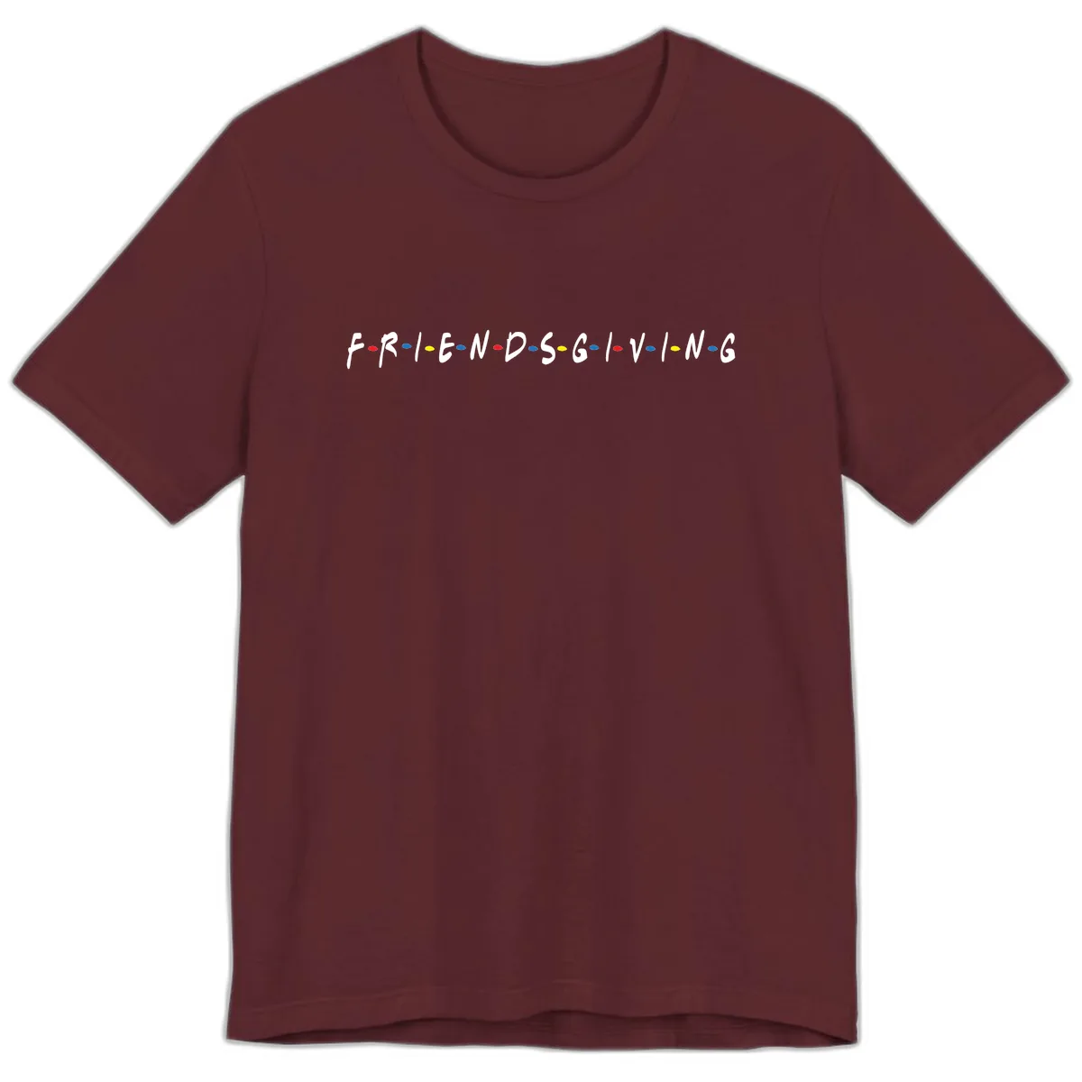 Friendsgiving Themed Typography Premium T-Shirt in Maroon