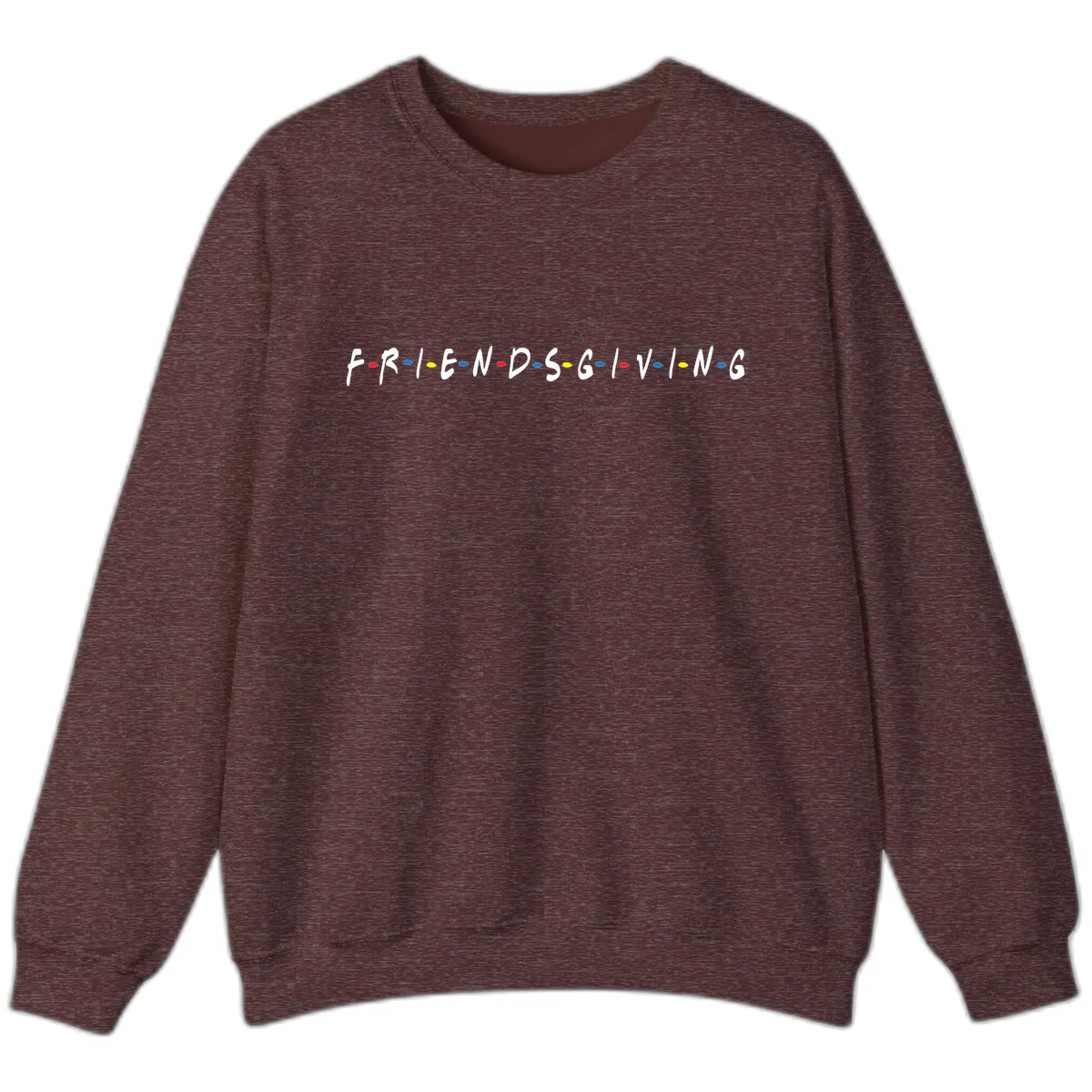 Friendsgiving Themed Typography Sweatshirt in Heather Sport Dark Maroon