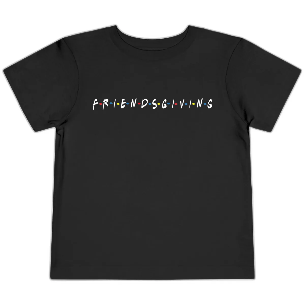 Friendsgiving Themed Typography Toddler T-Shirt in Black