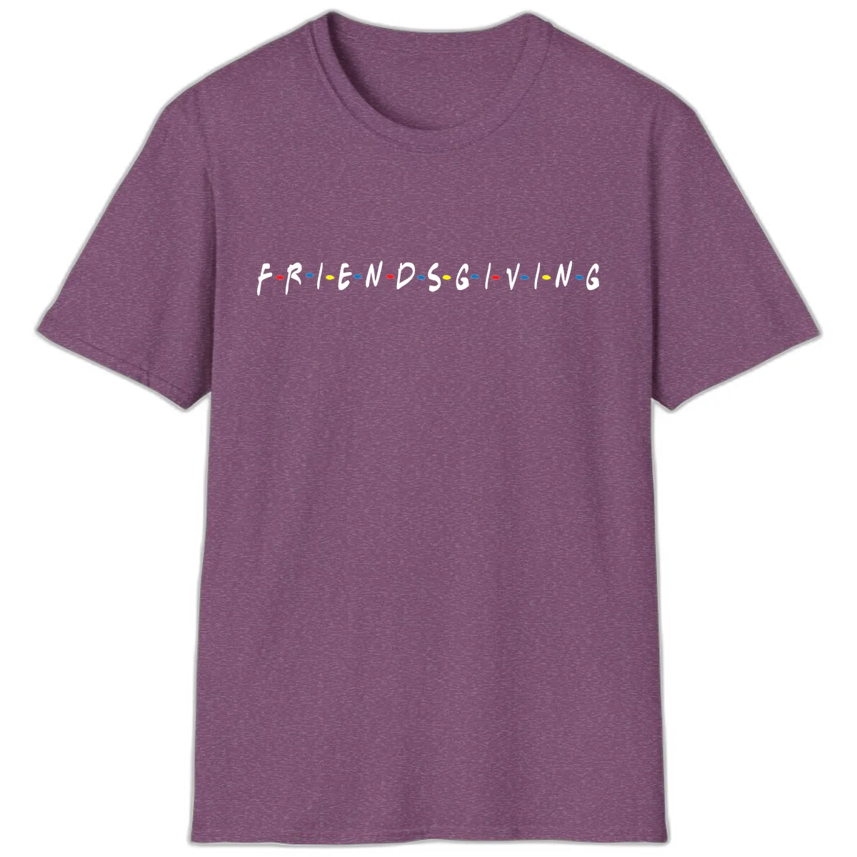 Friendsgiving Themed Typography T-Shirt in Heather Maroon
