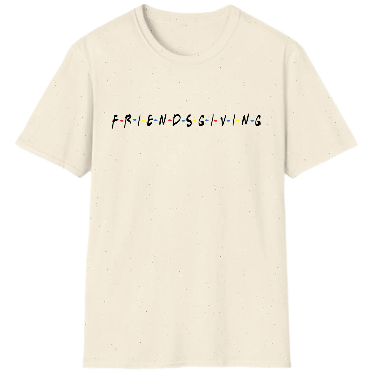 Friendsgiving Themed Typography T-Shirt in Natural