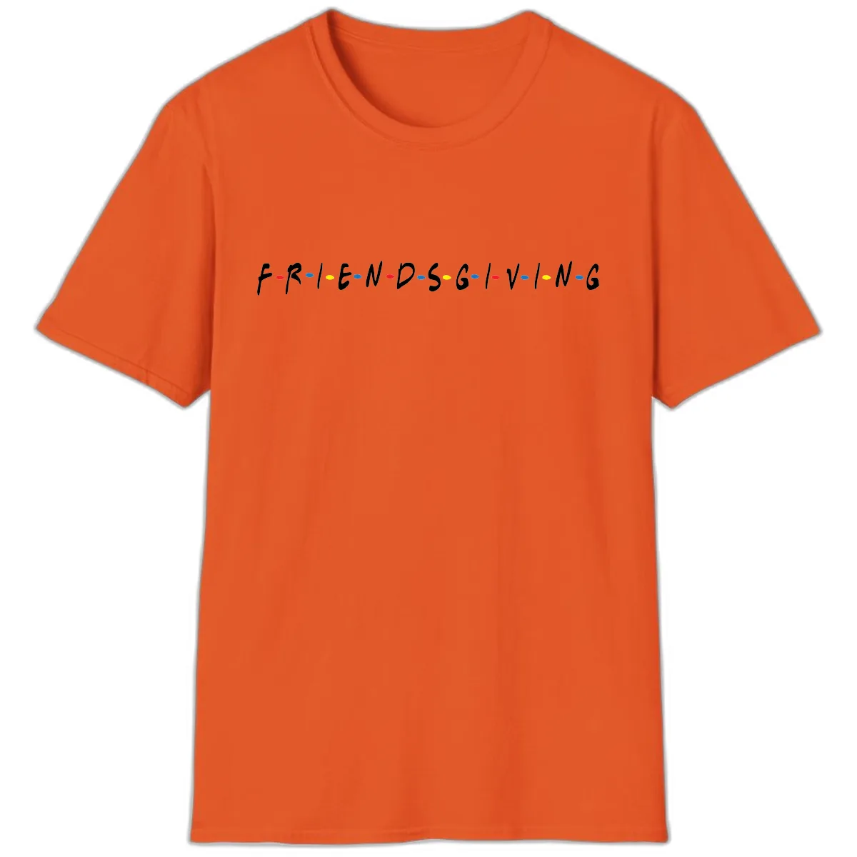 Friendsgiving Themed Typography T-Shirt in Orange