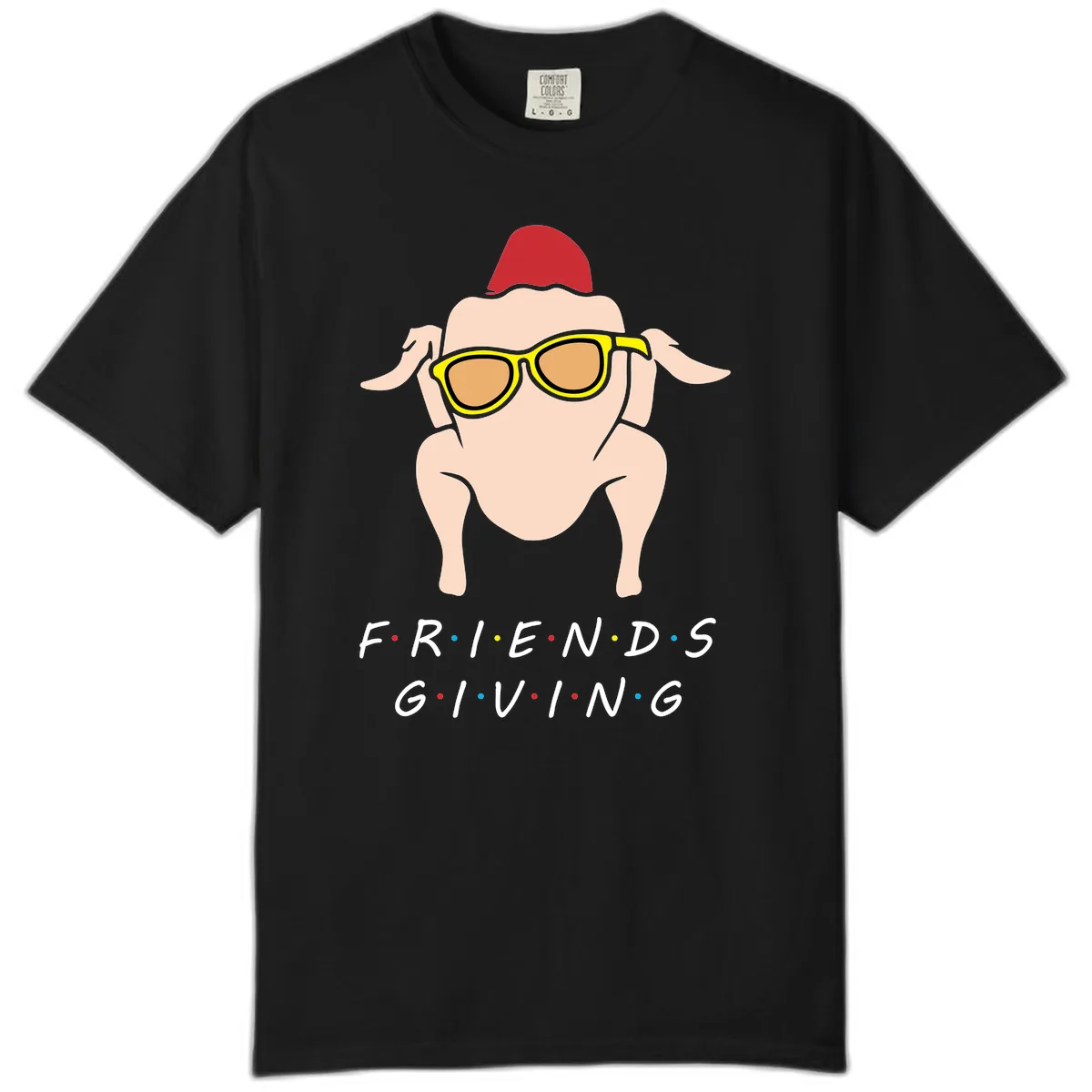 Friendsgiving Turkey With Sunglasses Comfort Color in Black