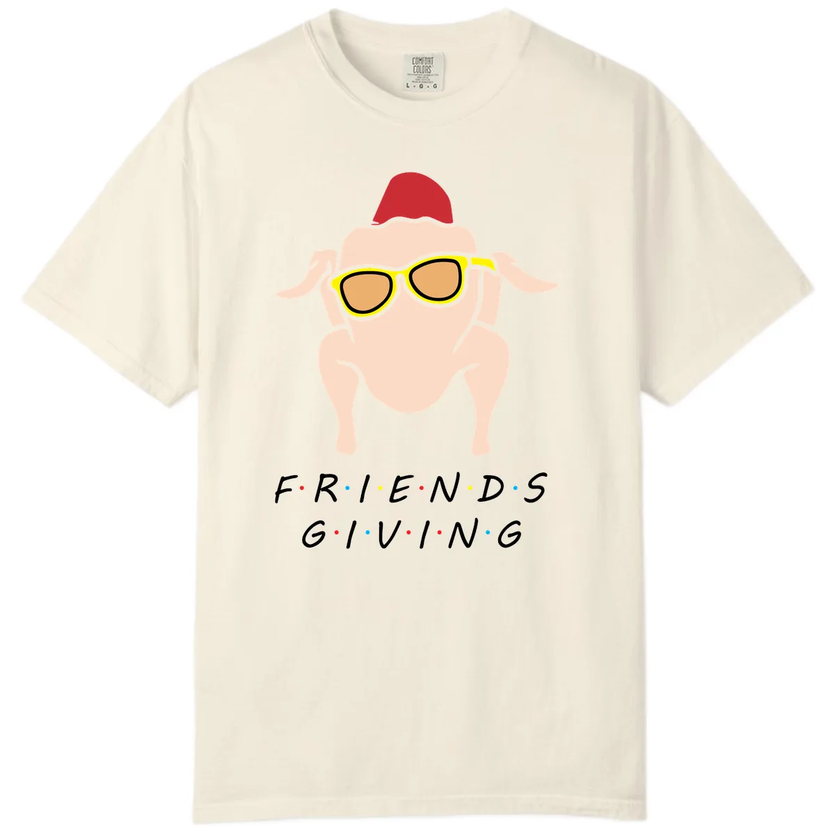 Friendsgiving Turkey With Sunglasses Comfort Color in Ivory