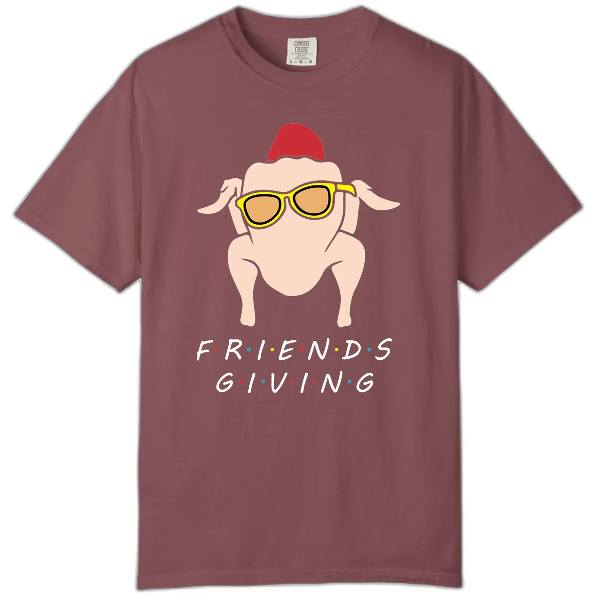 Friendsgiving Turkey With Sunglasses Comfort Color in Brick