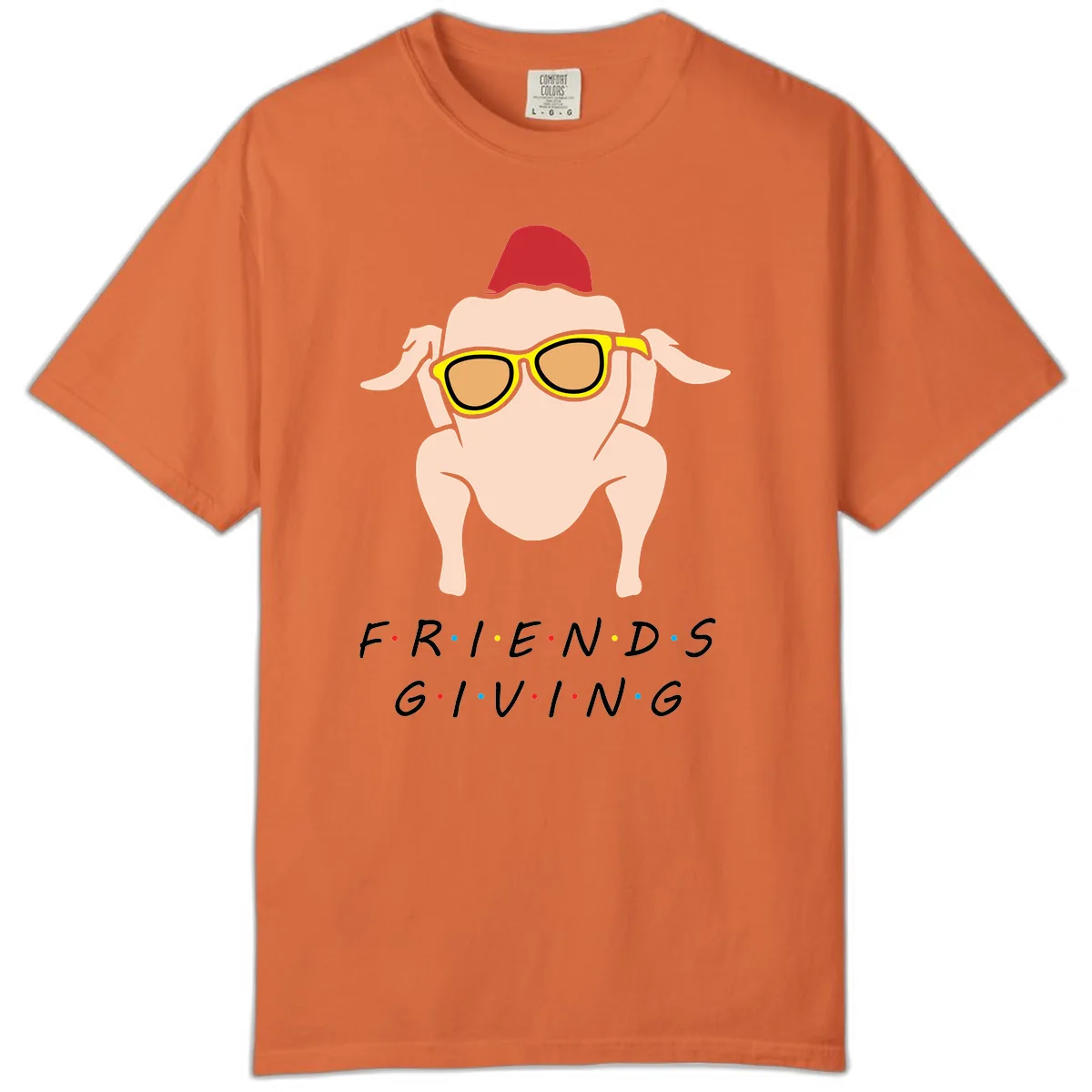 Friendsgiving Turkey With Sunglasses Comfort Color in Burnt Orange