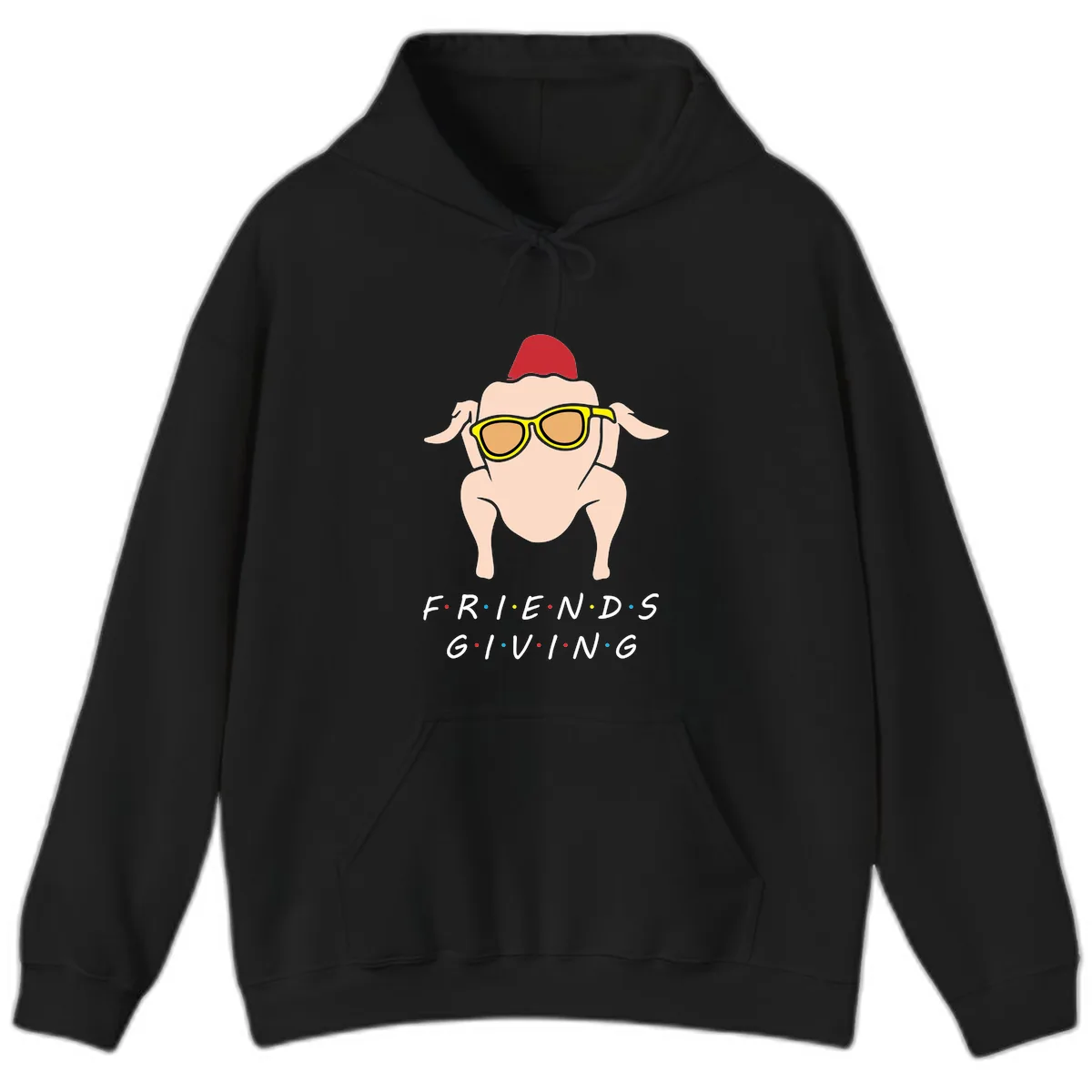 Friendsgiving Turkey With Sunglasses Hoodie in Black
