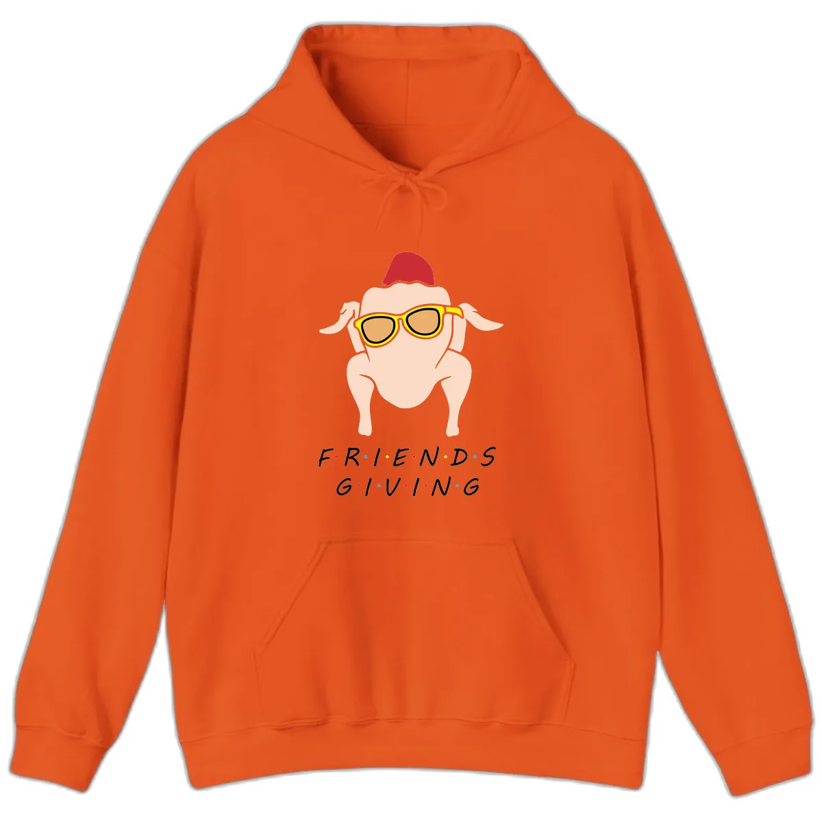 Friendsgiving Turkey With Sunglasses Hoodie in Orange