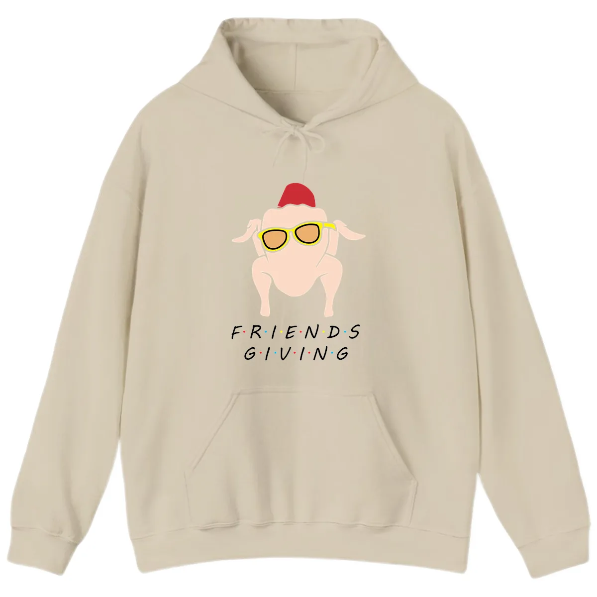 Friendsgiving Turkey With Sunglasses Hoodie in Sand