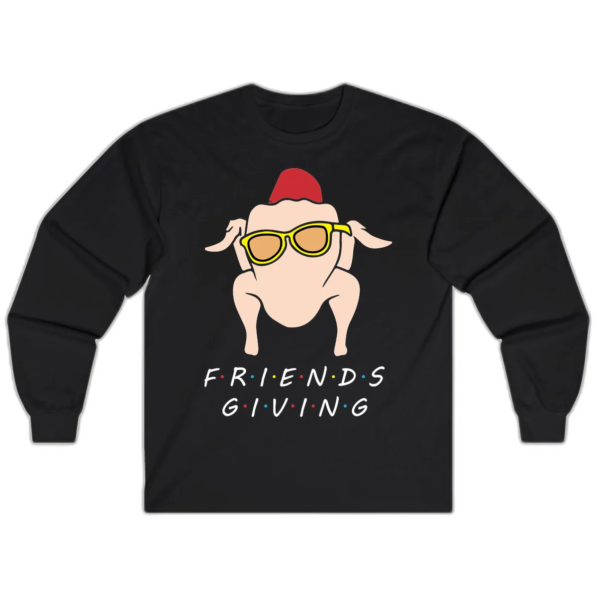 Friendsgiving Turkey With Sunglasses Long Sleeve in Black